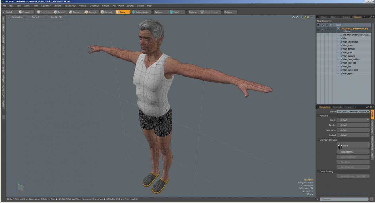 3D model Old Man Underwear Neutral Pose