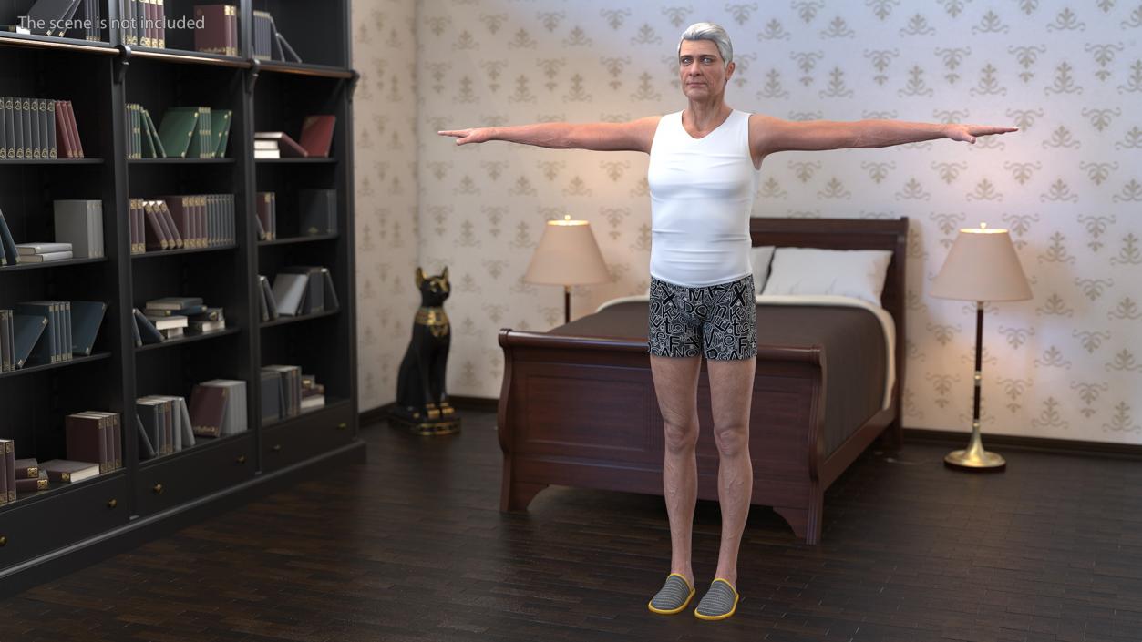 3D model Old Man Underwear Neutral Pose