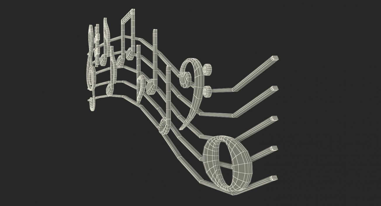 Silver Music Notes Waves 3D model