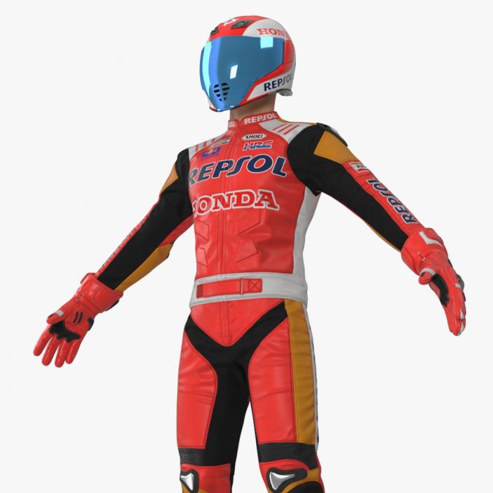 Sport Bike Rider Wearing Honda Race Suit 2 3D