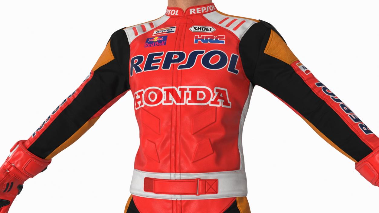 Sport Bike Rider Wearing Honda Race Suit 2 3D