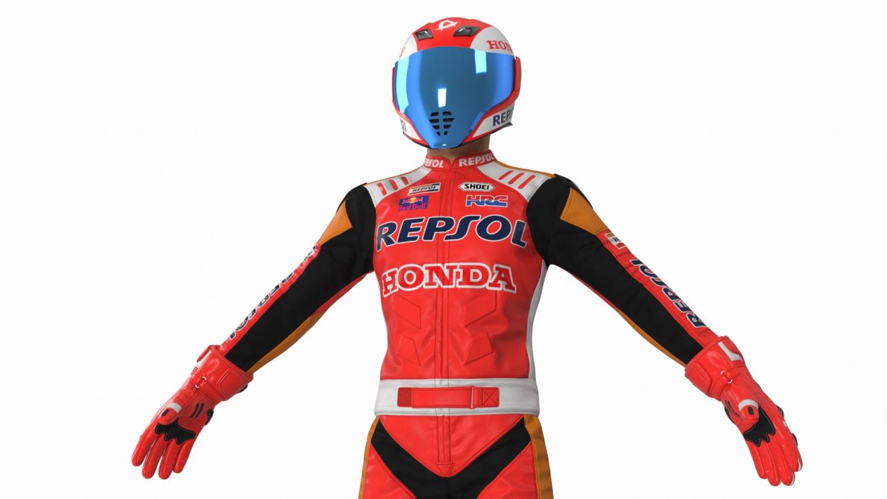 Sport Bike Rider Wearing Honda Race Suit 2 3D