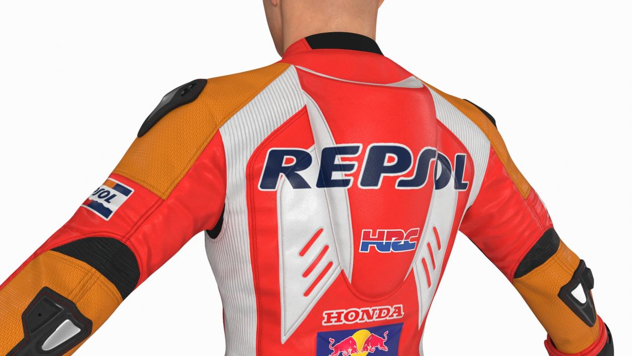 Sport Bike Rider Wearing Honda Race Suit 2 3D