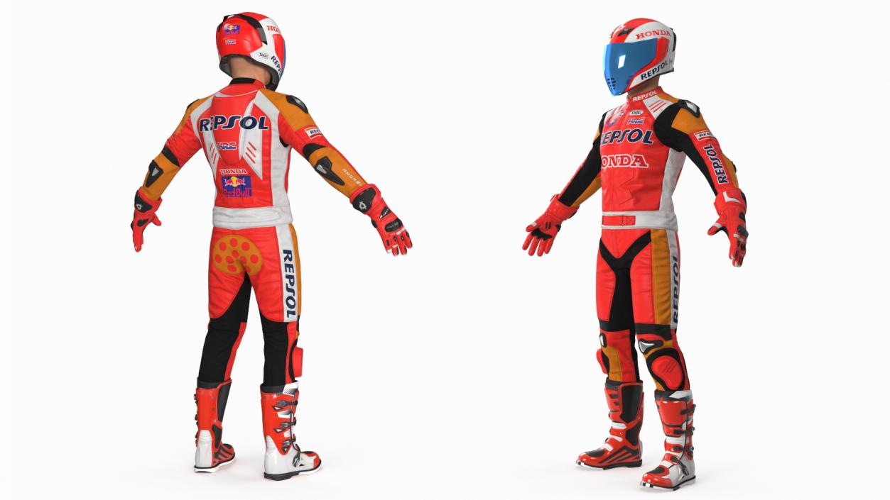 Sport Bike Rider Wearing Honda Race Suit 2 3D