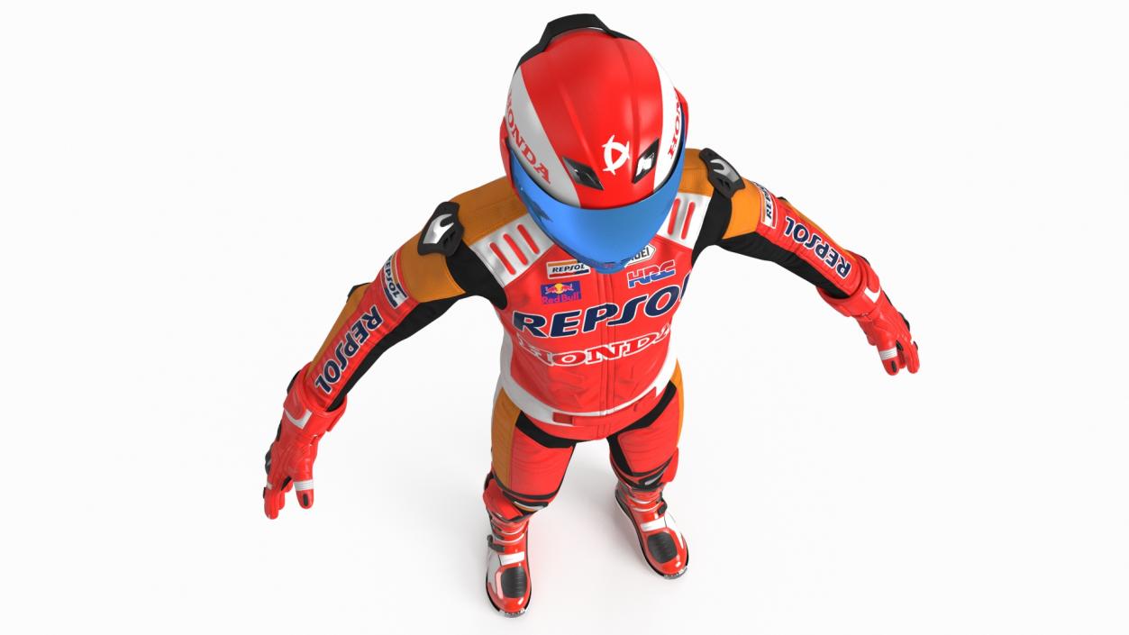 Sport Bike Rider Wearing Honda Race Suit 2 3D