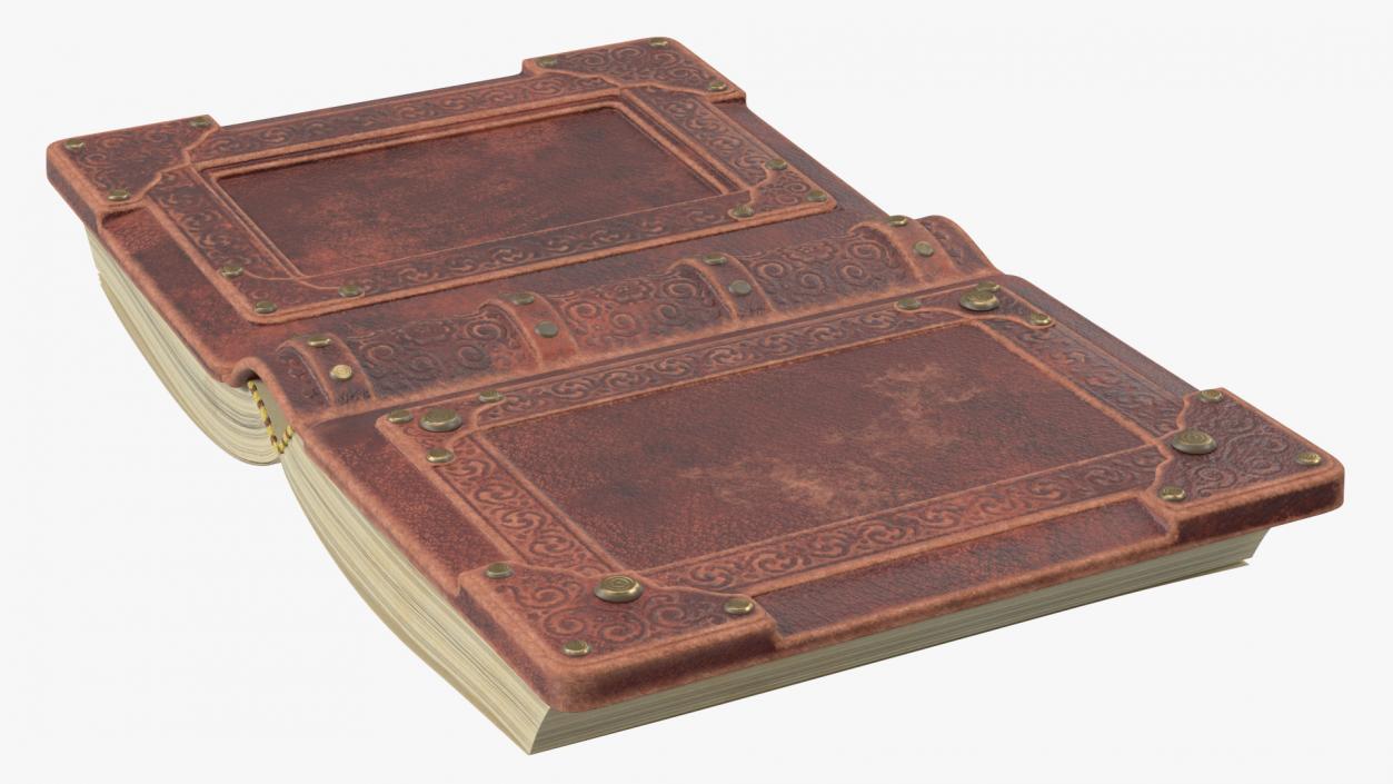 3D Old Brown Ornate Open Book