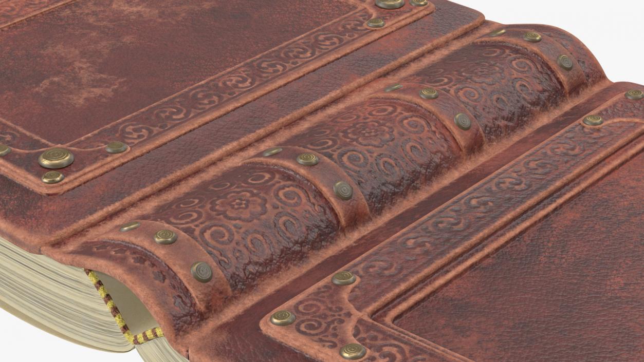 3D Old Brown Ornate Open Book