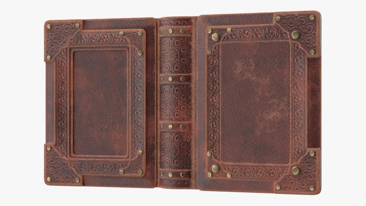 3D Old Brown Ornate Open Book