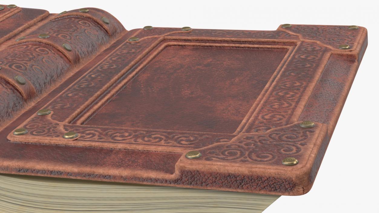 3D Old Brown Ornate Open Book