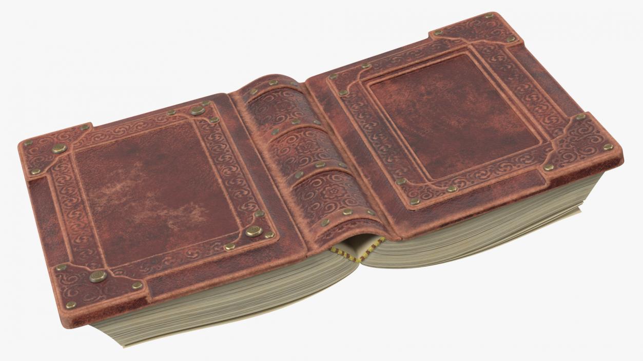 3D Old Brown Ornate Open Book