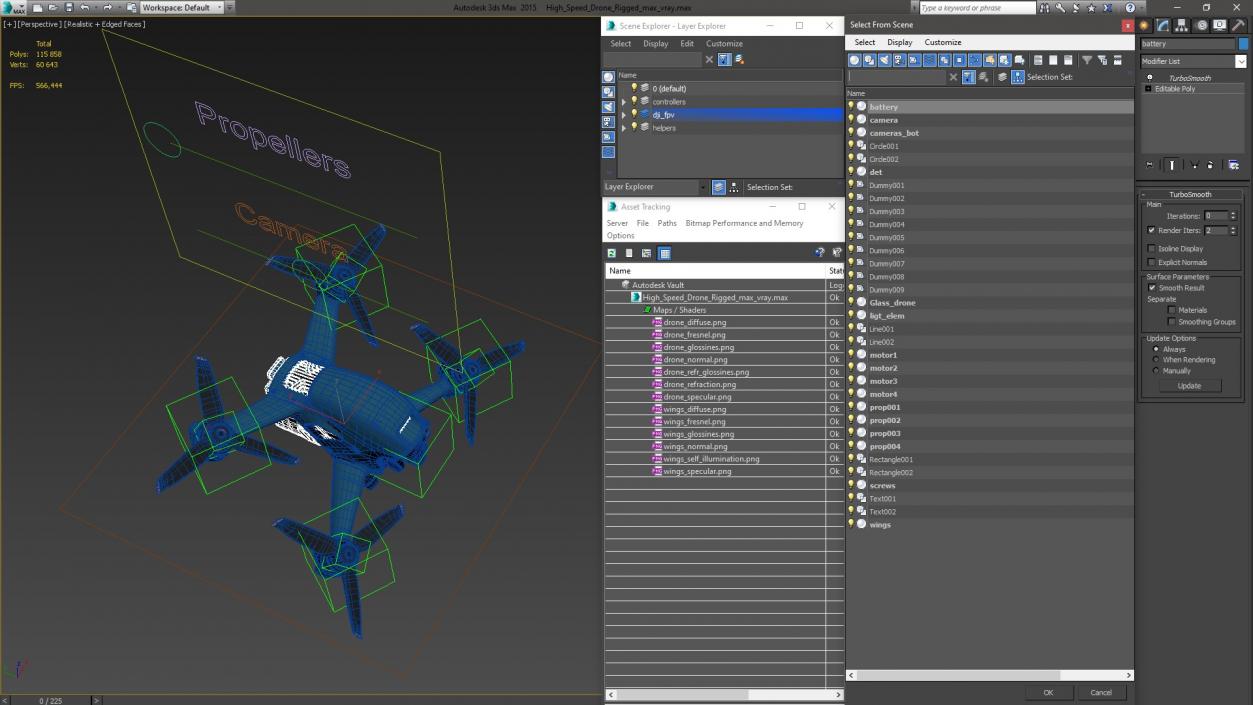 3D High Speed Drone Rigged model