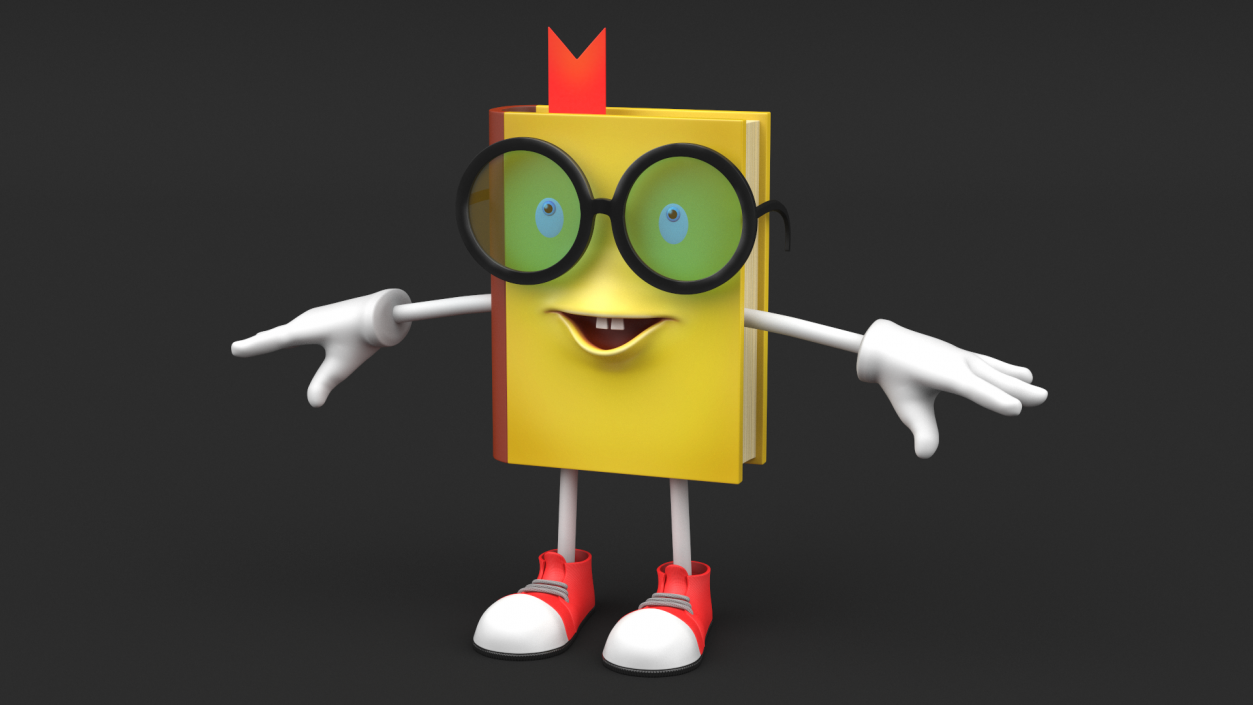 3D Cartoon Character Yellow Book T-Pose