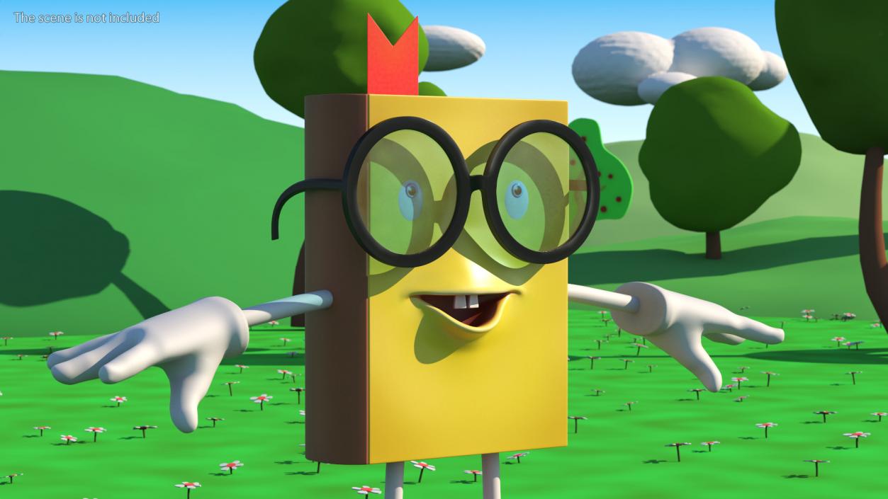 3D Cartoon Character Yellow Book T-Pose