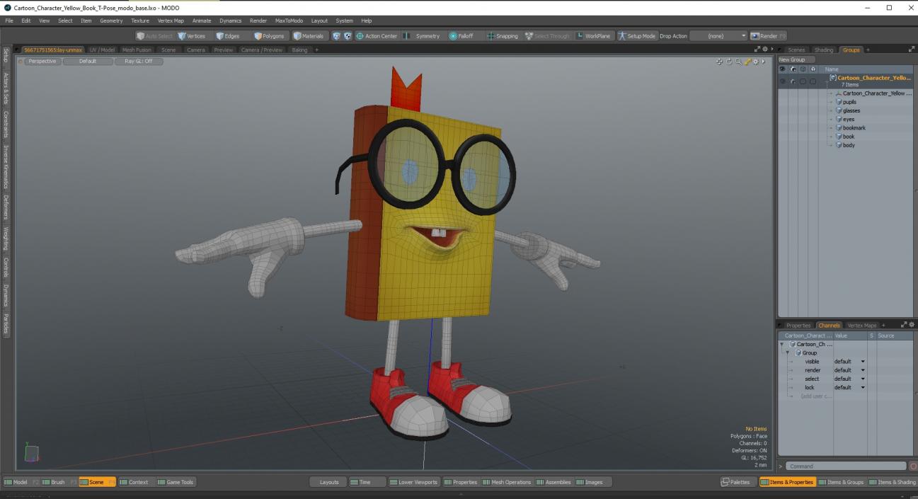 3D Cartoon Character Yellow Book T-Pose