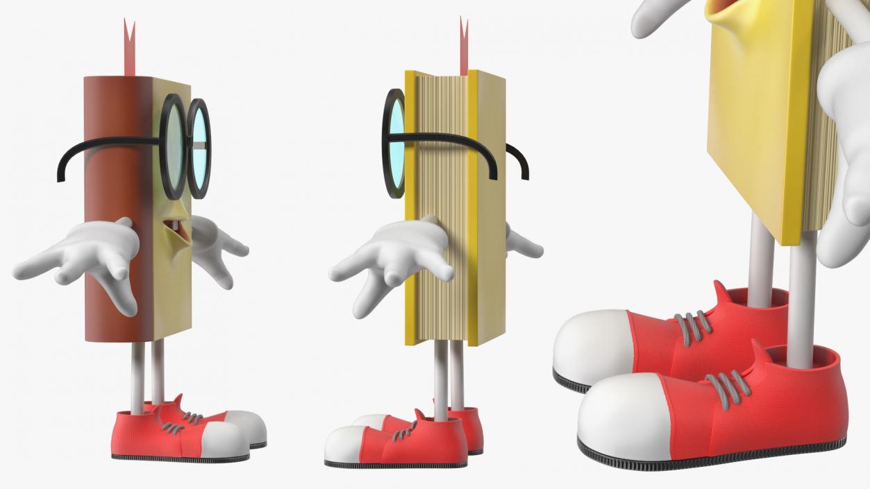 3D Cartoon Character Yellow Book T-Pose