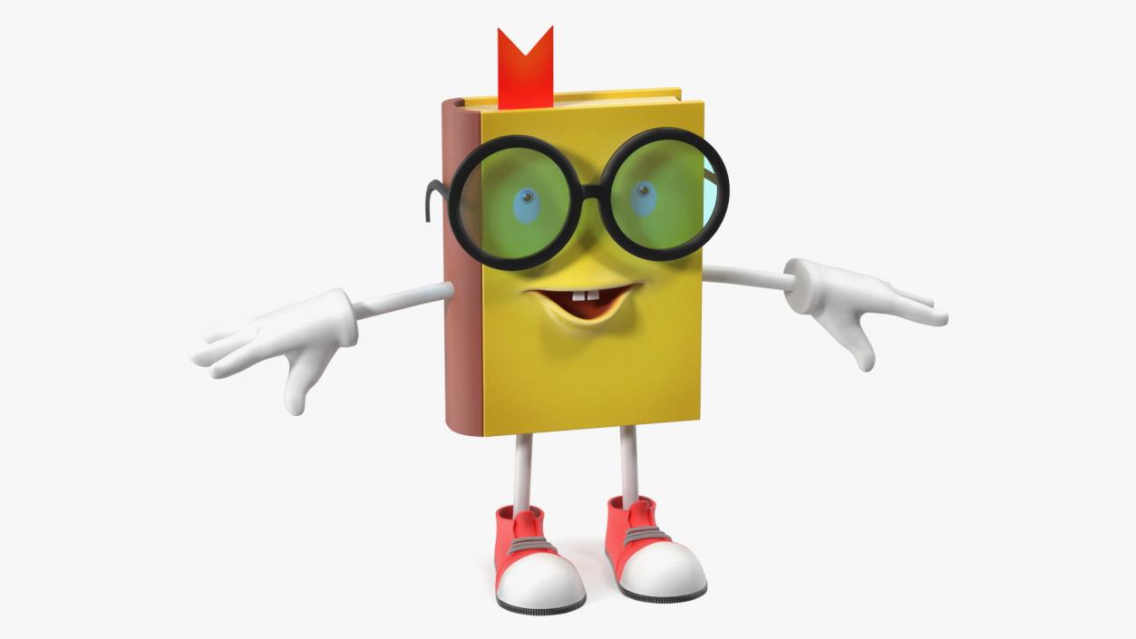 3D Cartoon Character Yellow Book T-Pose