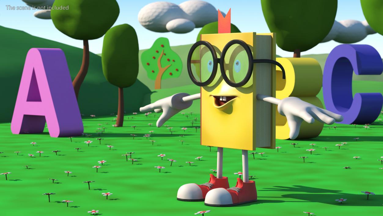 3D Cartoon Character Yellow Book T-Pose