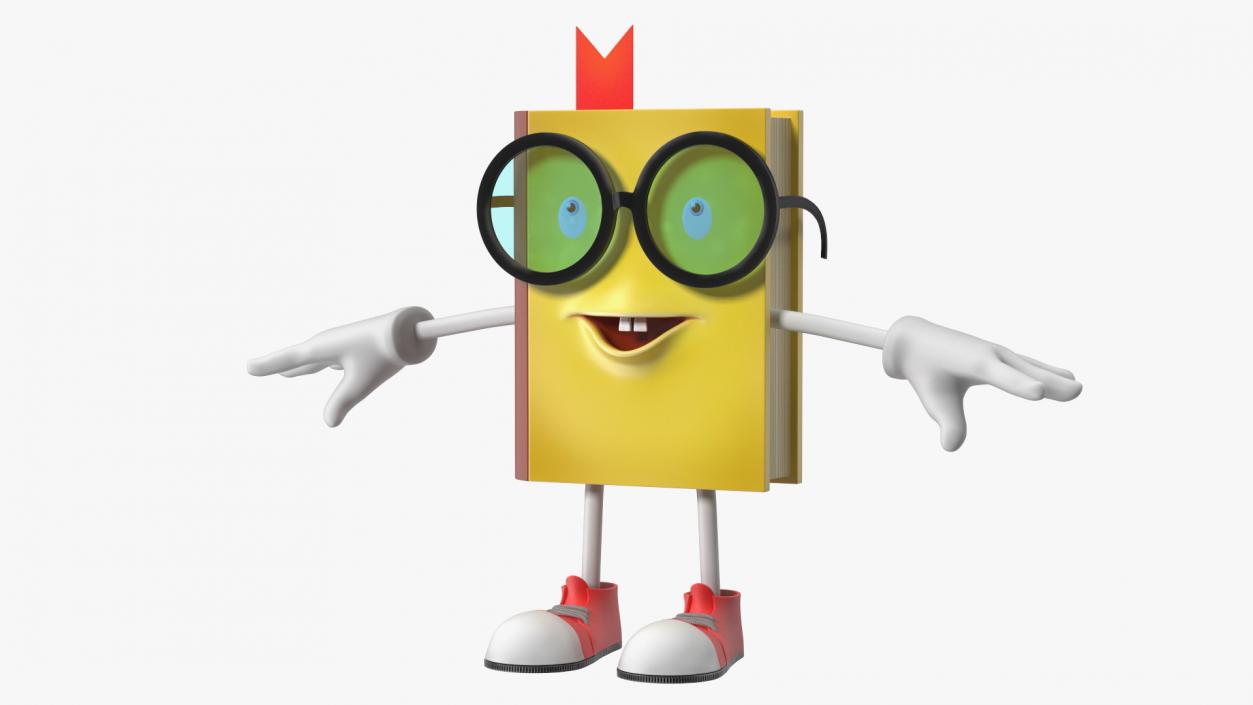 3D Cartoon Character Yellow Book T-Pose