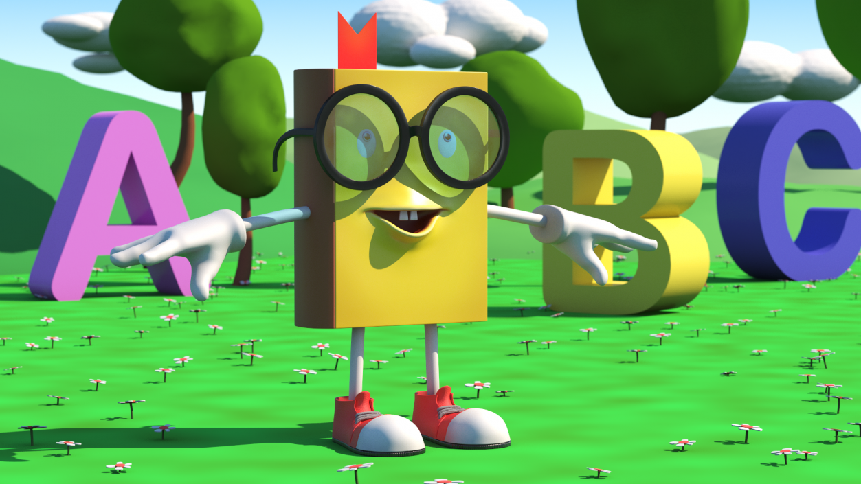 3D Cartoon Character Yellow Book T-Pose