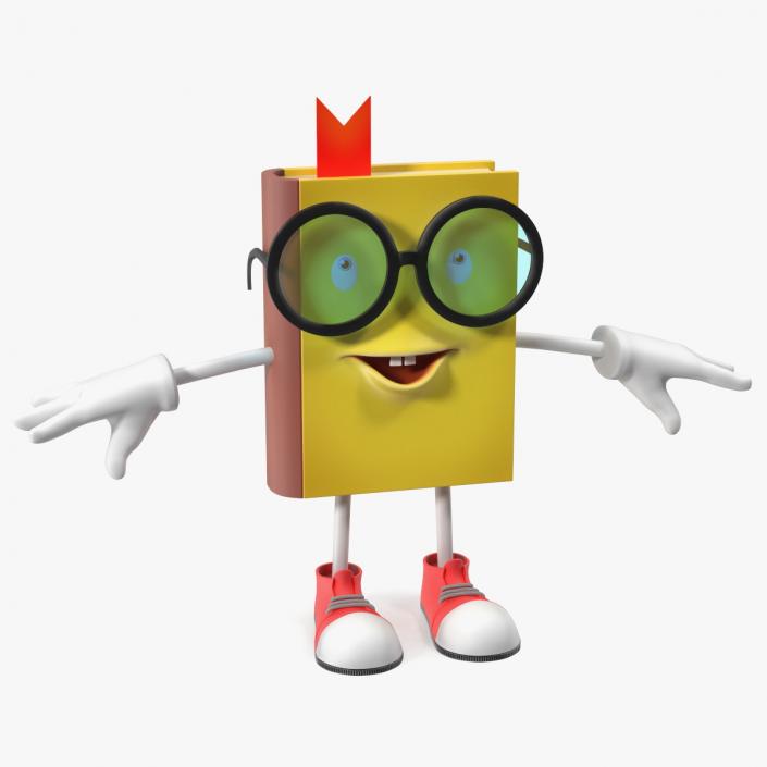 3D Cartoon Character Yellow Book T-Pose