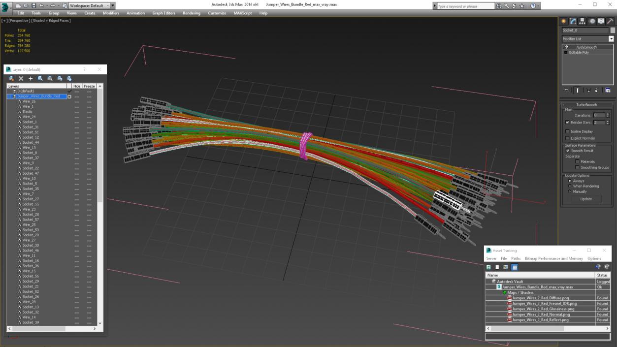 3D Jumper Wires Bundle Red model