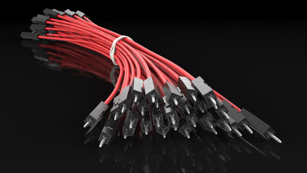 3D Jumper Wires Bundle Red model