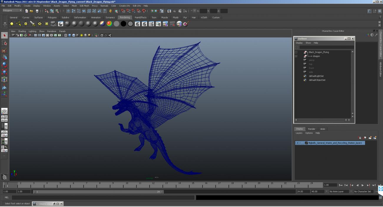 Black Dragon Flying 3D model