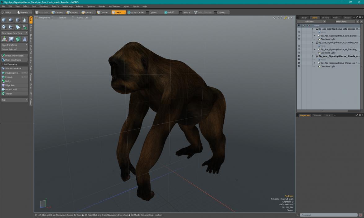 Big Ape Gigantopithecus Stands on Four Limbs 3D model