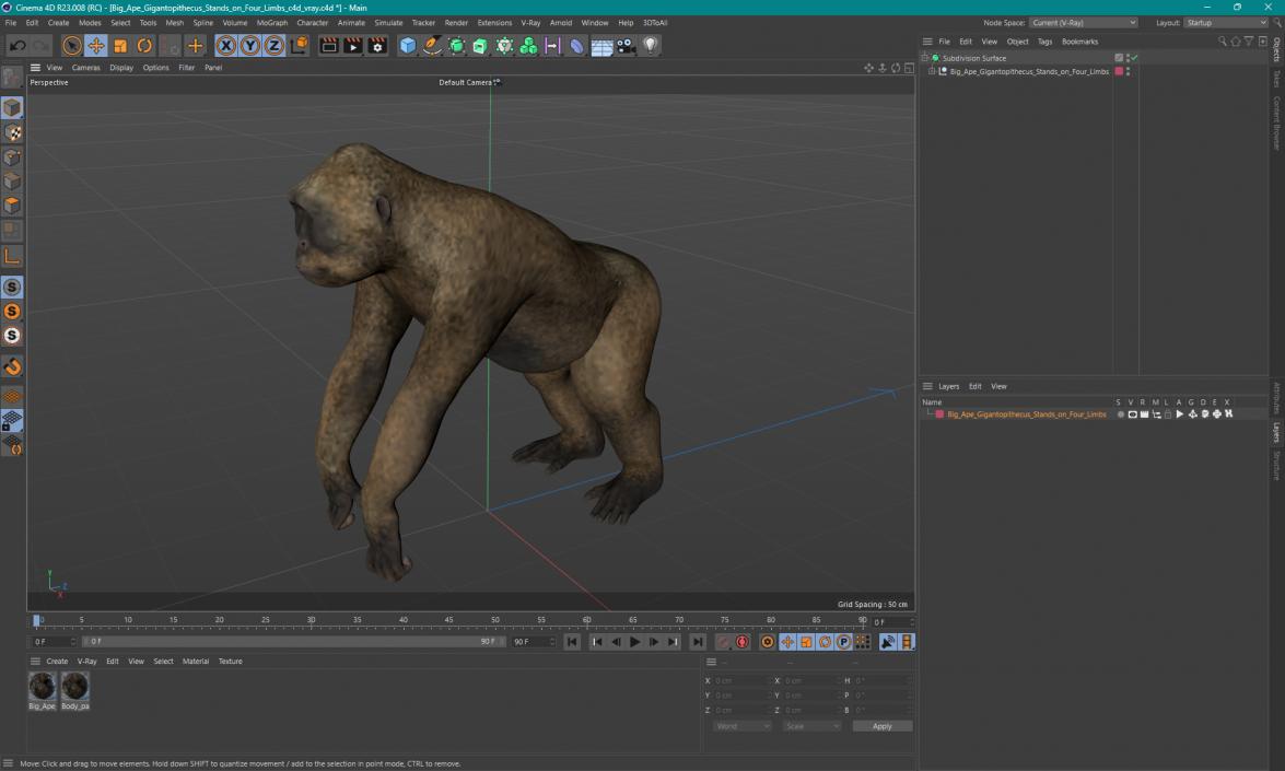 Big Ape Gigantopithecus Stands on Four Limbs 3D model