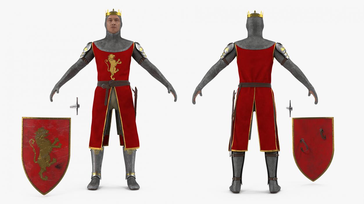 3D Crusader Knight King T-Pose Set