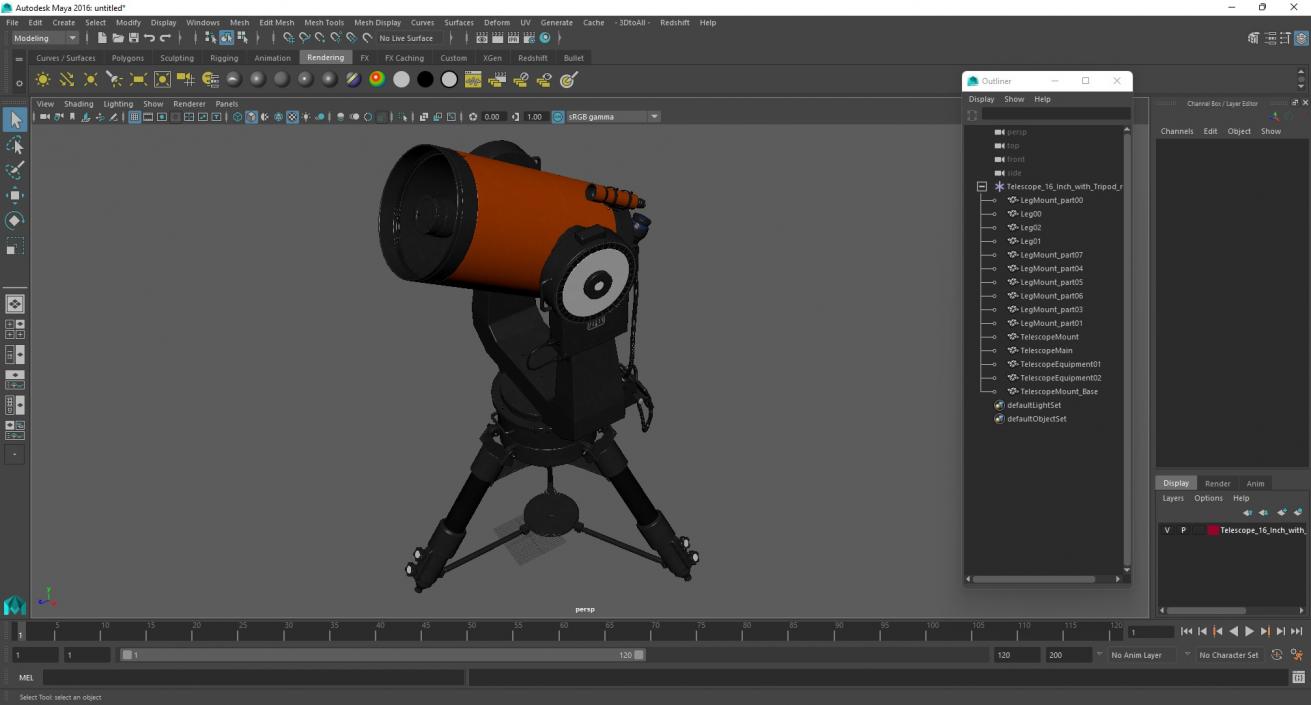 Telescope 16 Inch with Tripod 3D model
