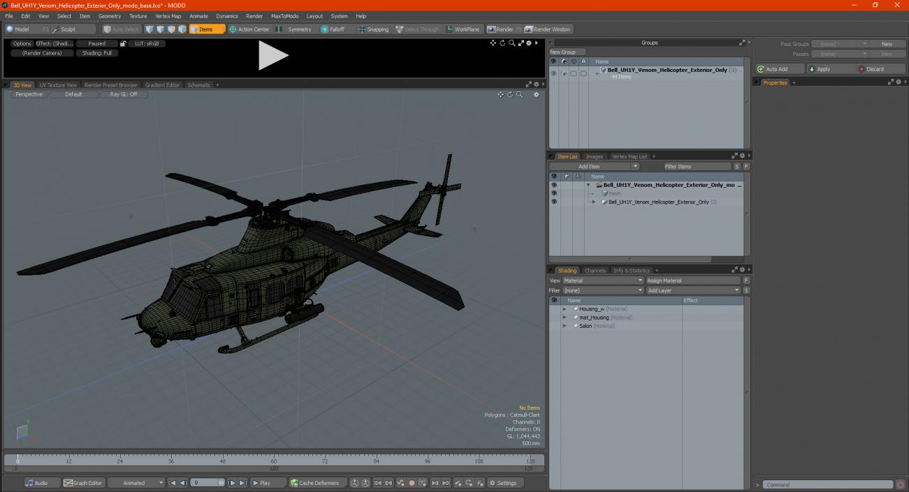 3D model Bell UH1Y Venom Helicopter Exterior Only