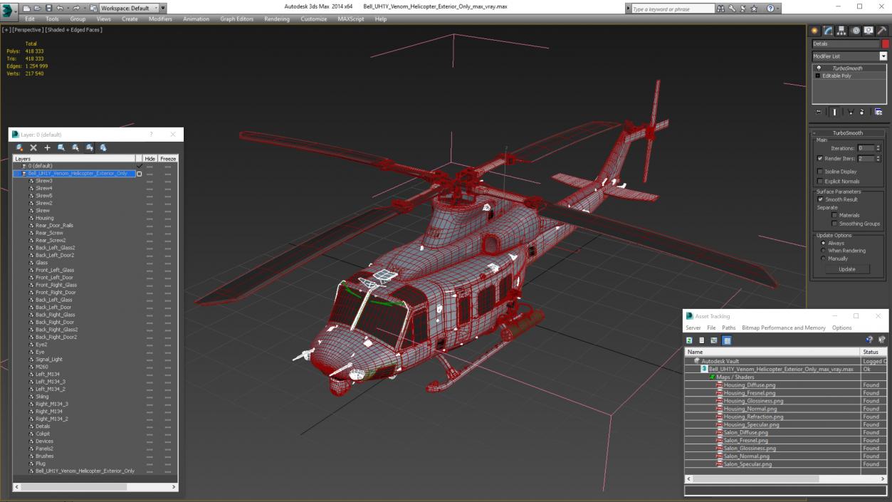 3D model Bell UH1Y Venom Helicopter Exterior Only