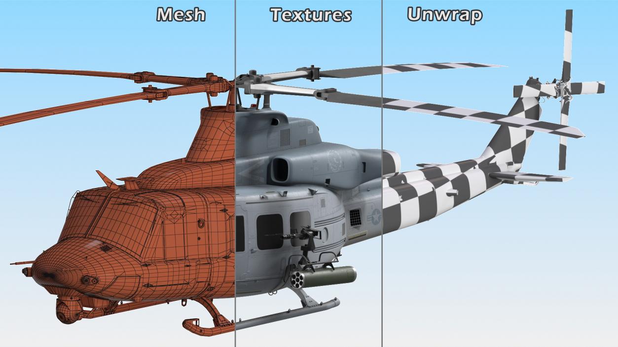 3D model Bell UH1Y Venom Helicopter Exterior Only