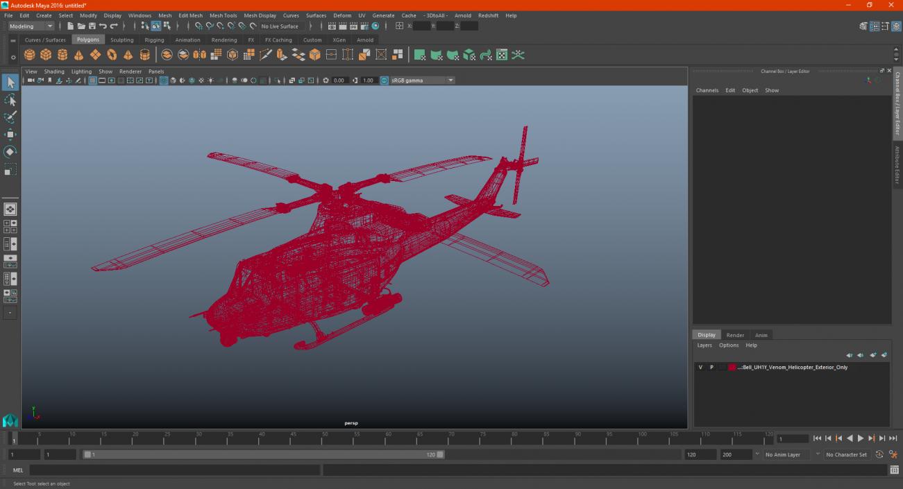 3D model Bell UH1Y Venom Helicopter Exterior Only