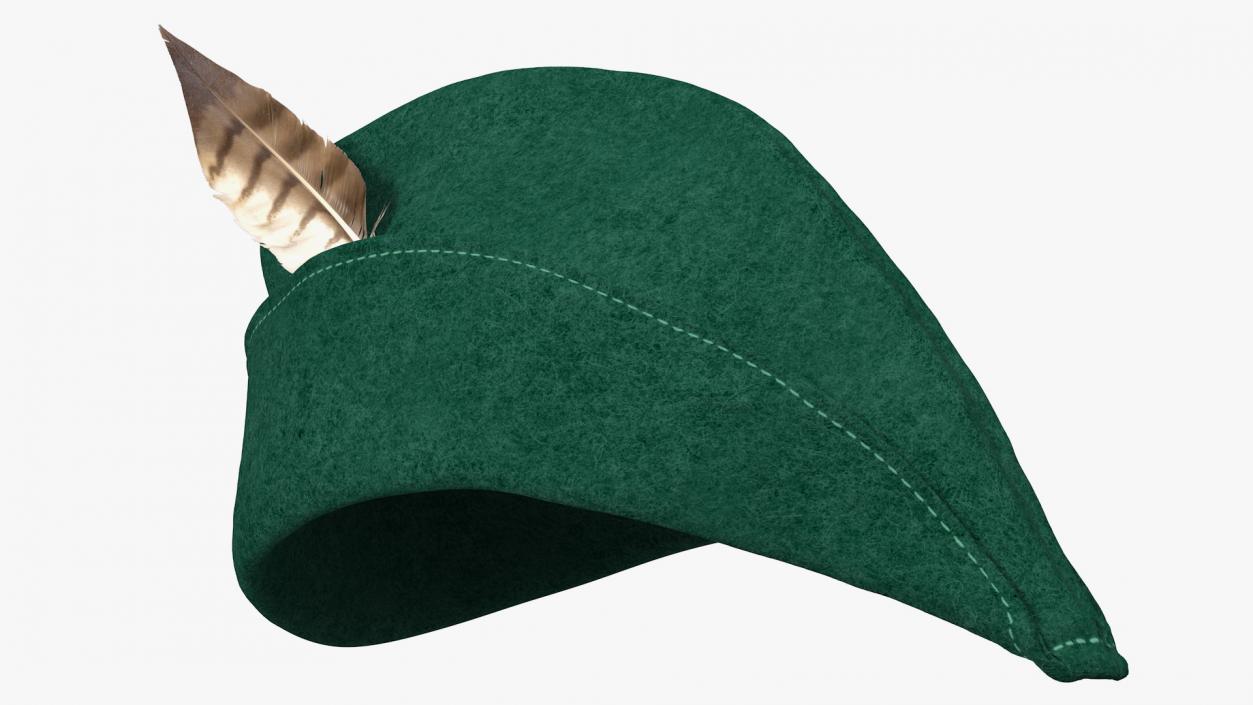 3D Robin Hood Cap with Feather Green model