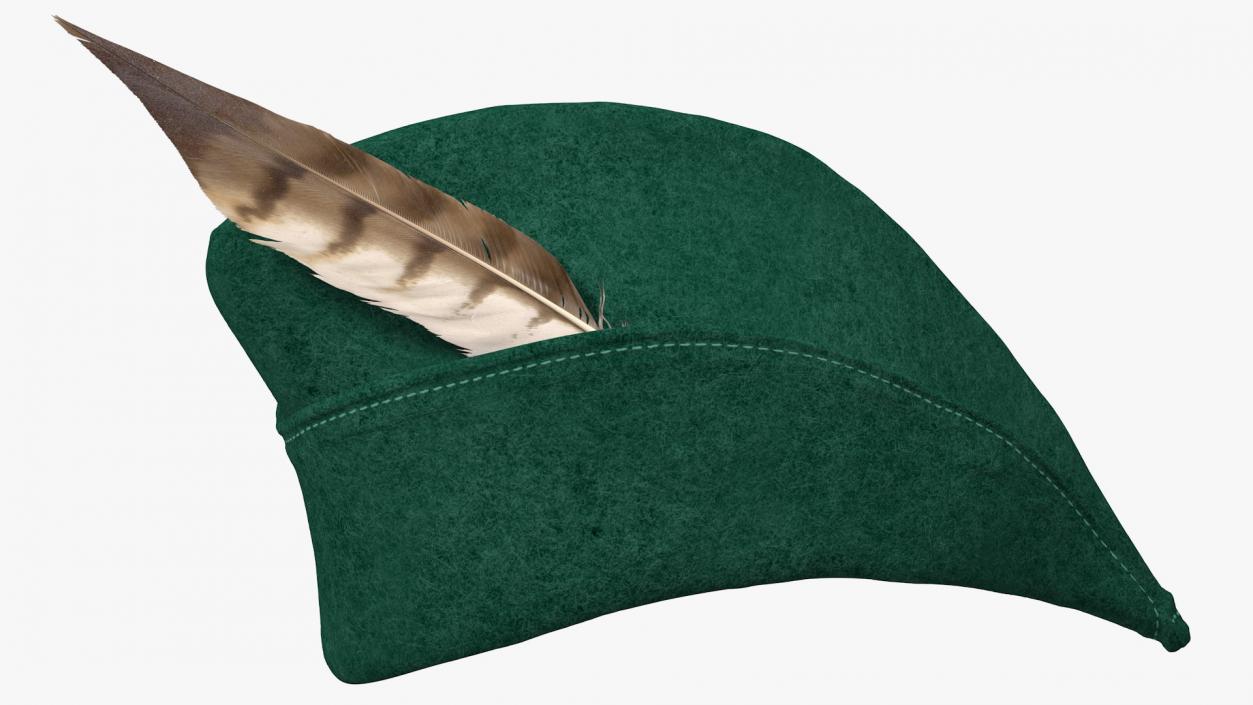 3D Robin Hood Cap with Feather Green model