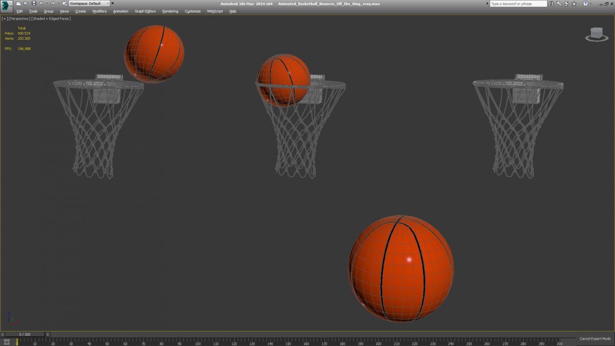 3D model Animated Basketball Bounces Off the Ring