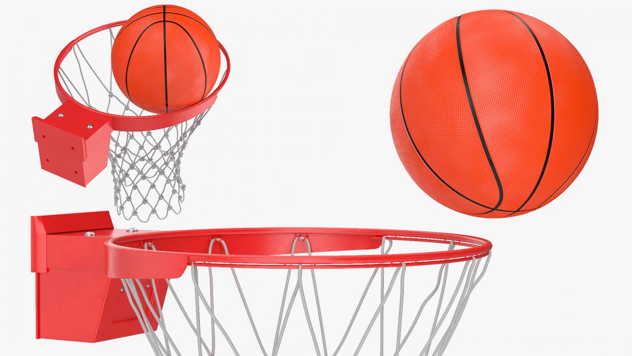 3D model Animated Basketball Bounces Off the Ring