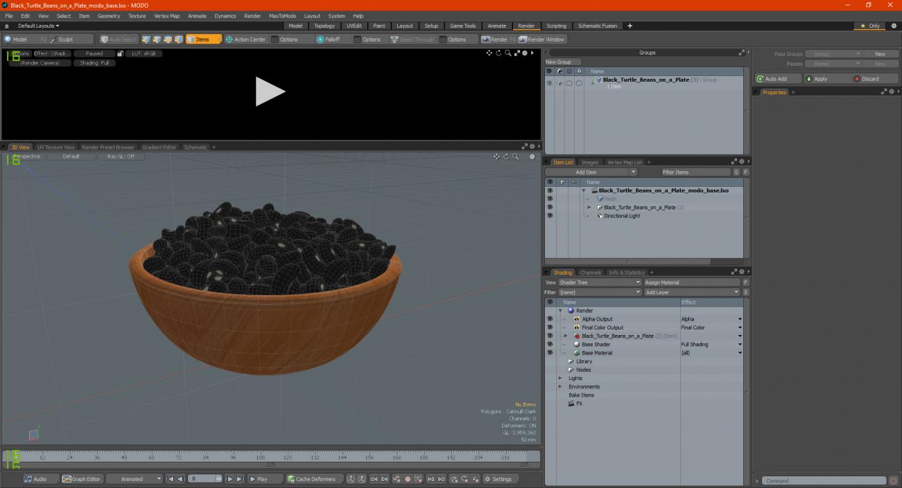 Black Turtle Beans on a Plate 3D model