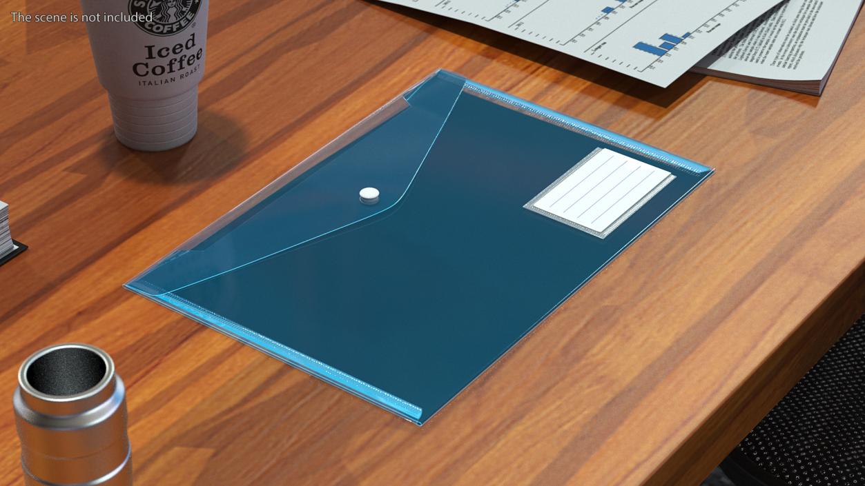 3D Transparent A4 Plastic Document Folder Blue model