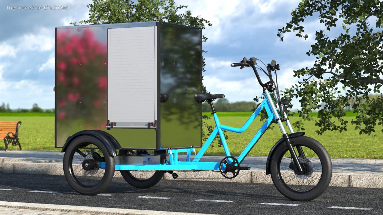 3D Commercial Grade Electric Trike with Cargo Box Rigged model