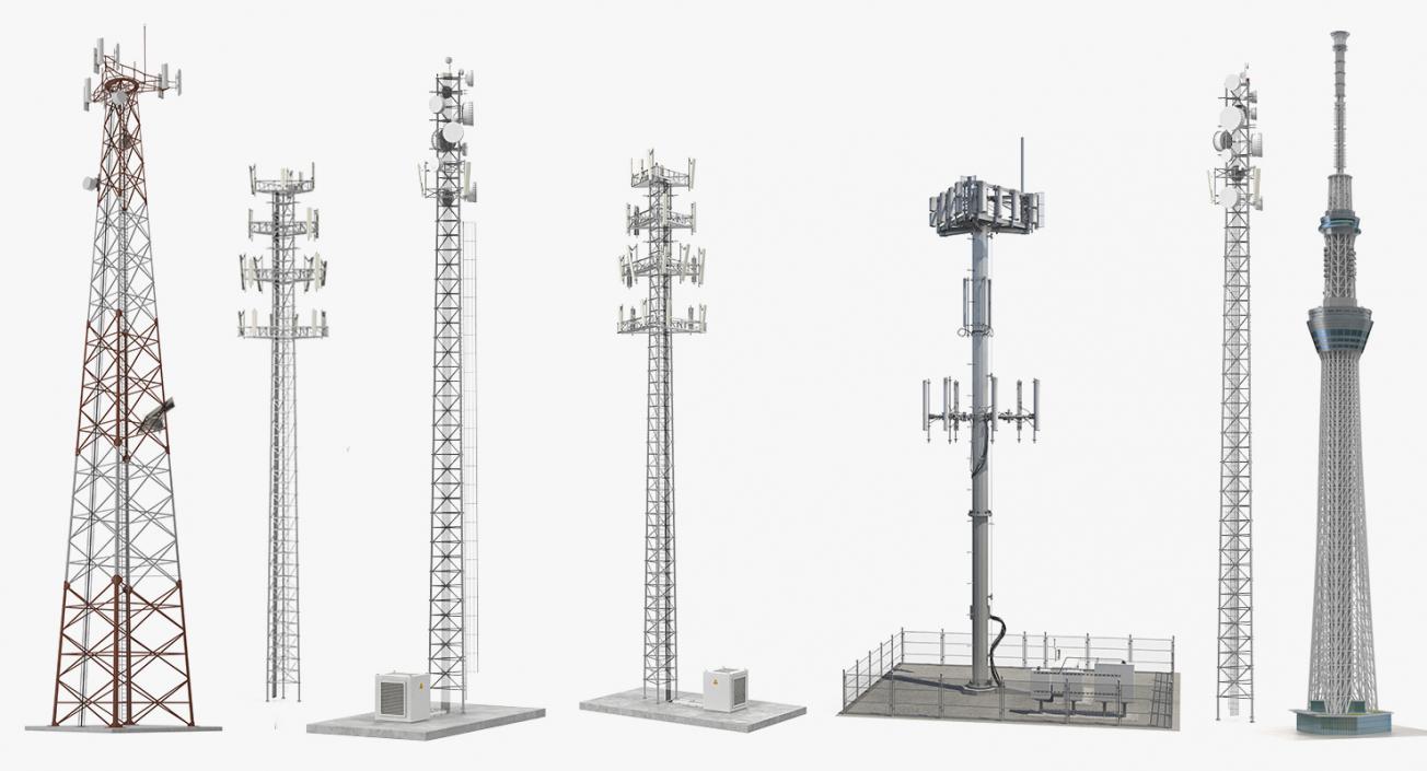 3D Cellular Towers Collection 3 model