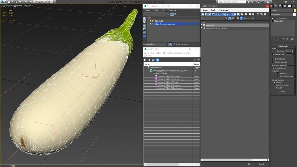 White Eggplant Aubergine 3D model