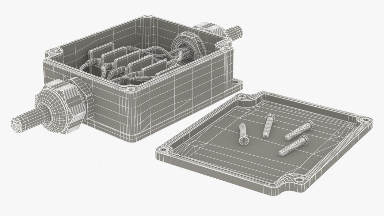 3D White Junction Box with 2 Wires