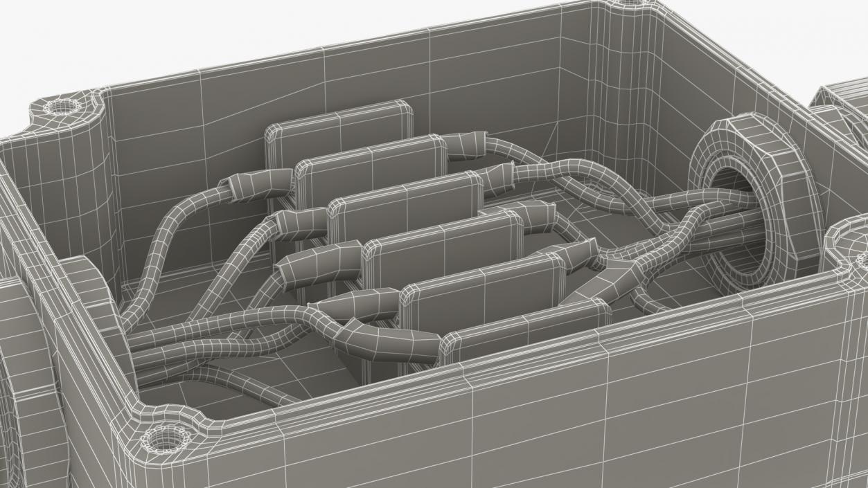 3D White Junction Box with 2 Wires