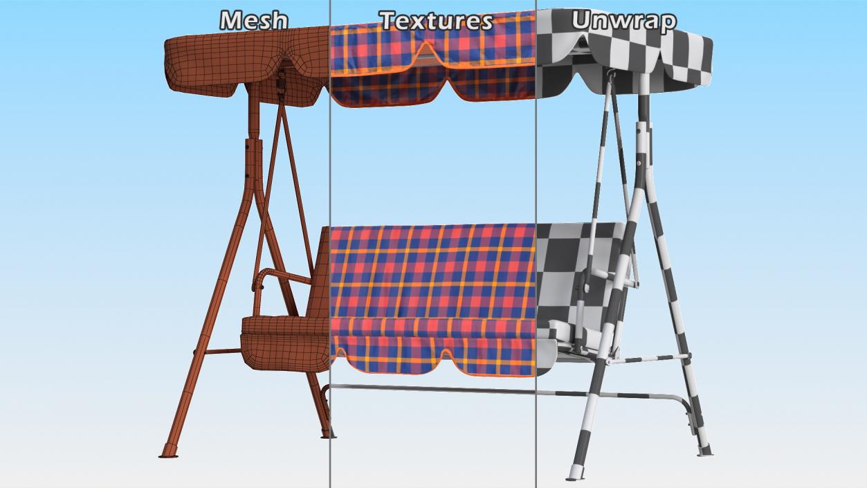 3D Porch Swing Orange Cage model