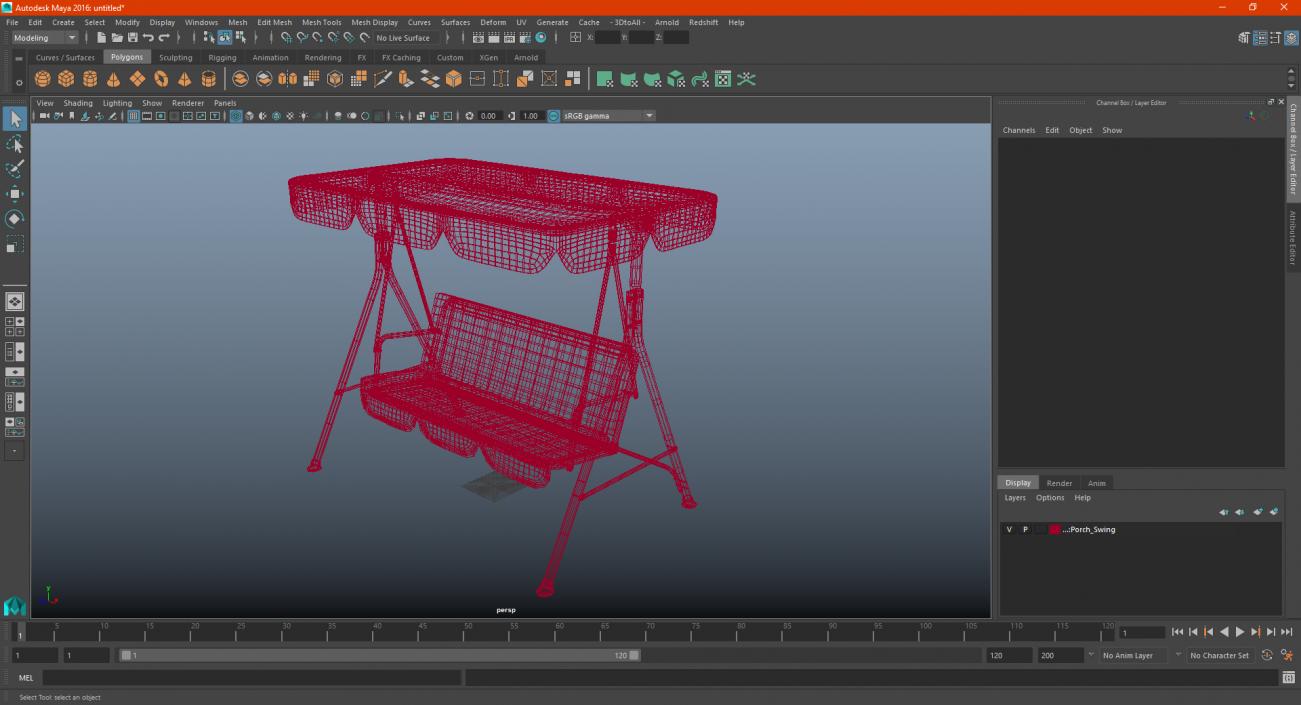 3D Porch Swing Orange Cage model