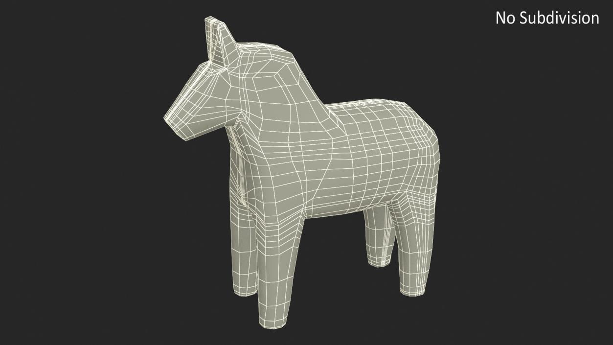 3D Distressed White Carved Wooden Horse Statue model