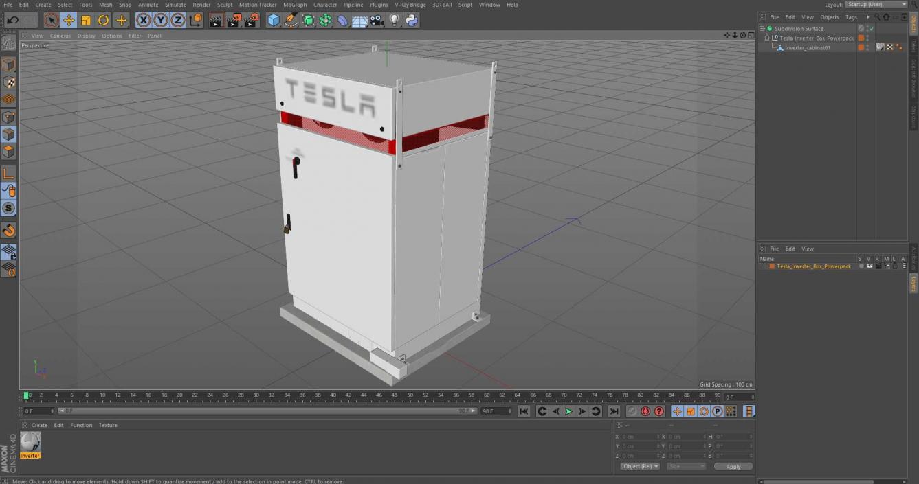 3D Tesla Inverter Box Powerpack model